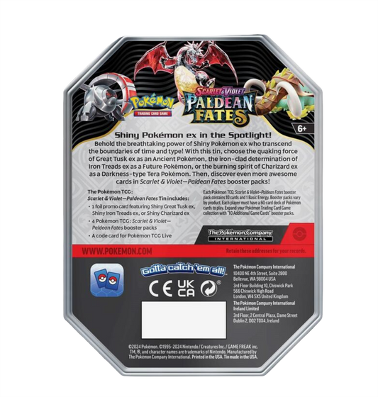 Scarlet & Violet-Paldean Fates Tin - Shiny Charizard ex